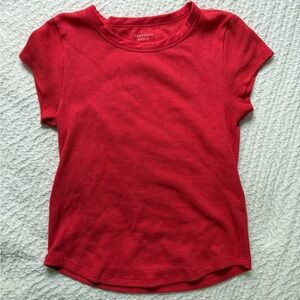Red American Eagle waffle knit tee